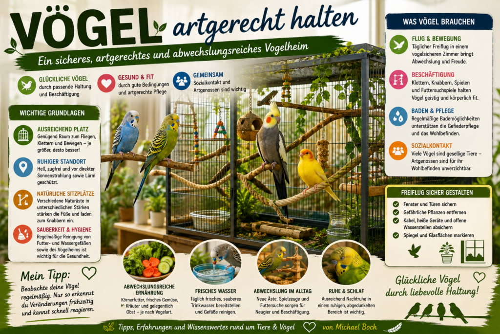 Vögel artgerecht halten – ein sicheres und abwechslungsreiches Vogelheim