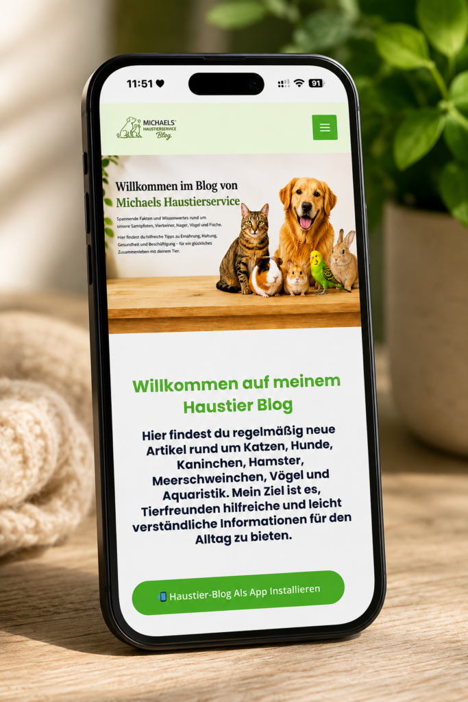 Haustier-Blog als App installieren