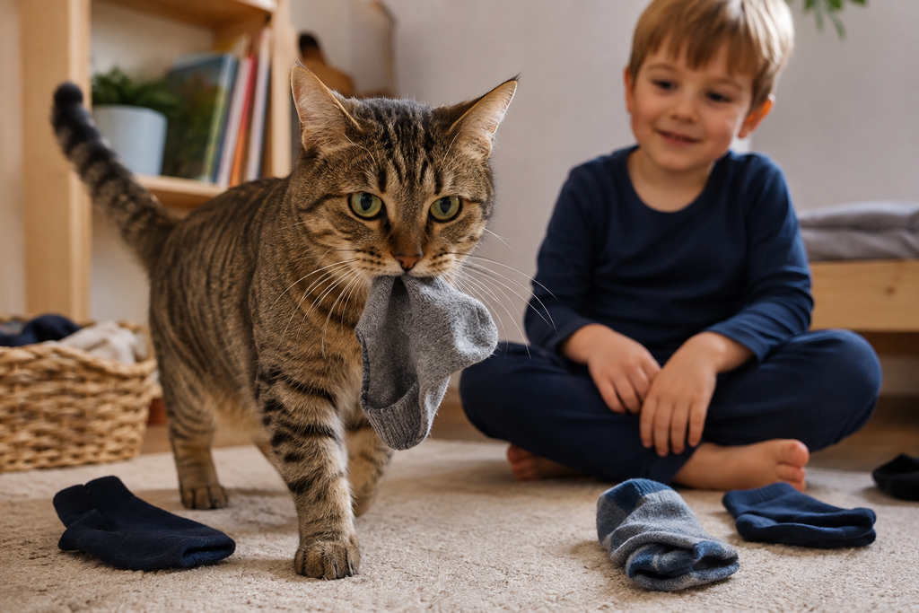  Die geheimen Botschaften meiner Katze: Was bedeutet es, wenn sie Socken vor mein Kind schleppt und dabei miaut?